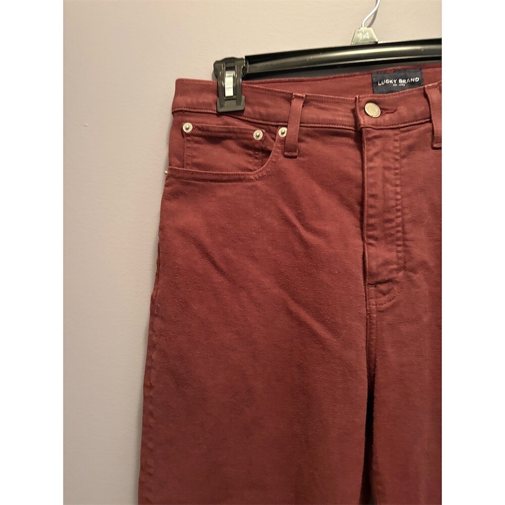 Lucky Brand Zoe Jeans Womens Size 14 Burgundy High Rise Straight Leg 32 - Picture 2 of 11
